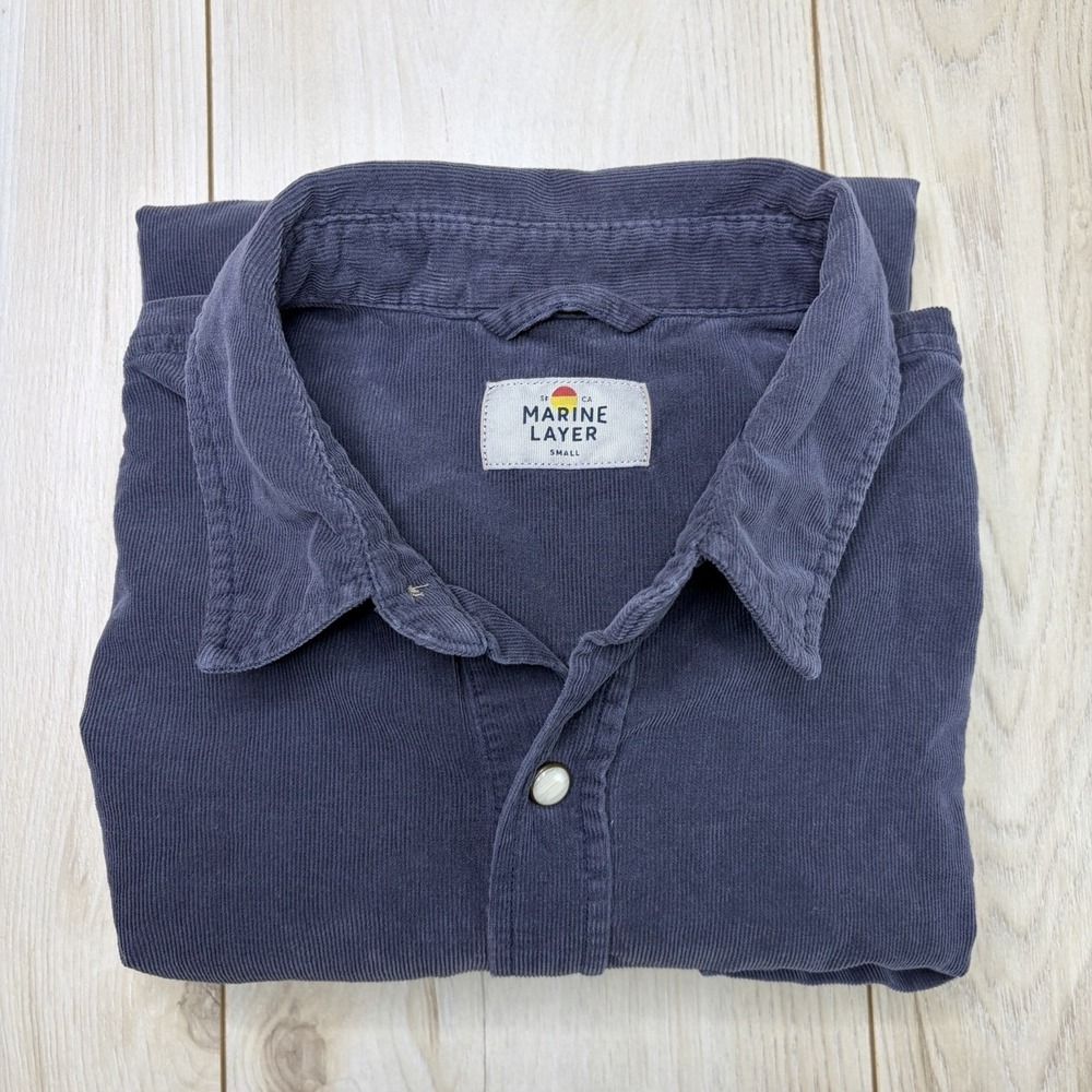 Marine Layer Shirt Mens Small Long Sleeve Pearl Snap Corduroy Oxblood Gray